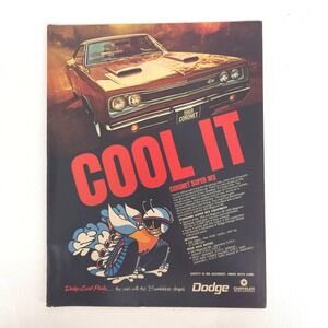 Vintage Dodge Coronet Super Bee Print Ad Scat Pack Garage Wall Car Show Display